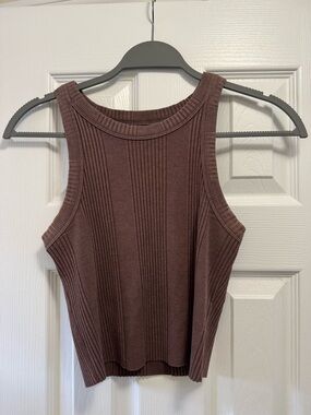 aerie Ribbed Crop Tank Top - Brown